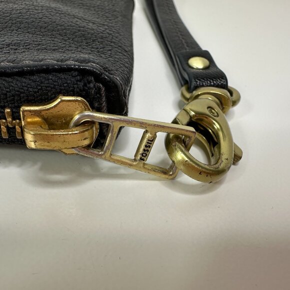 FOSSIL Wallet Wristlet Black Zip Around Clutch Leather Multicard - Picture 6 of 12